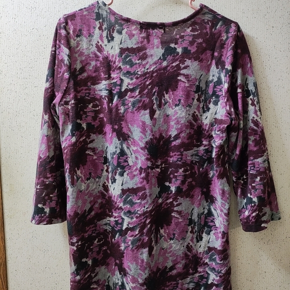 SML Design Women's Floral Blouse Easy Fit Keyhole Neck 3/4 Sleeve Made In USA - Picture 6 of 7